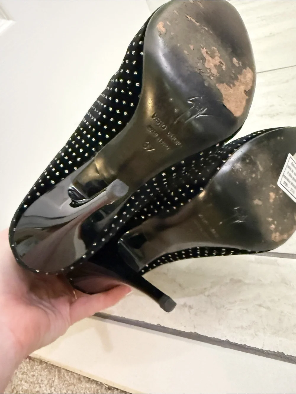 Giuseppe Zanotti Western Slouch Boots ✨ Black Velvet Crystal Embellished size 37
